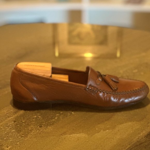 Men\'s Moreschi Brown Leather Slip Ons with Tassels Size 9.5, Medium